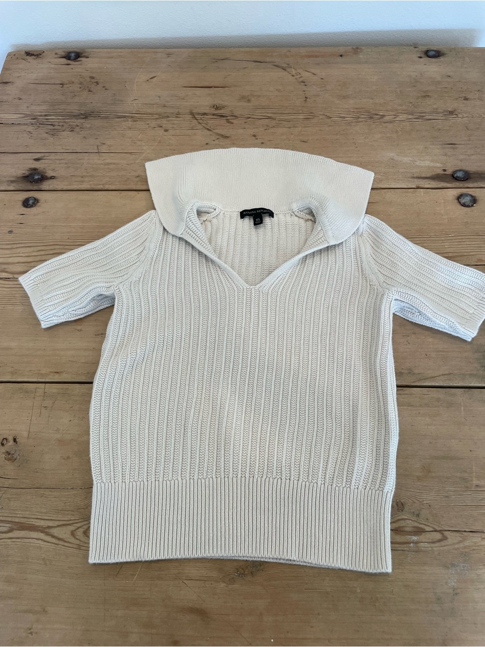 Banana Republic Sailor Neck cotton sweater size XS cream